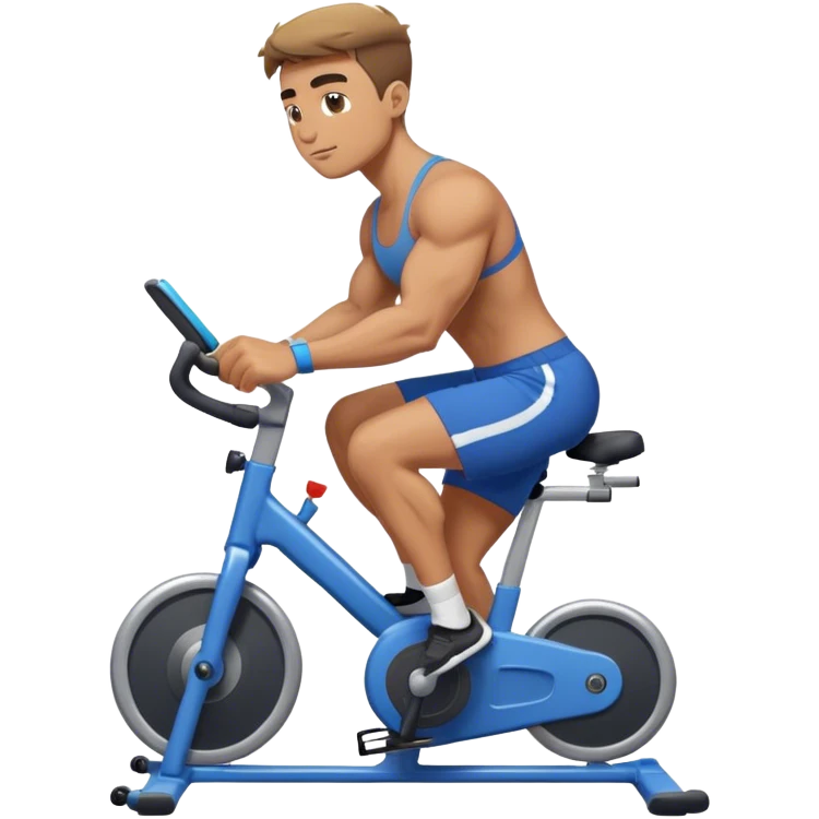 buff guy blue shorts stationary bike emoji