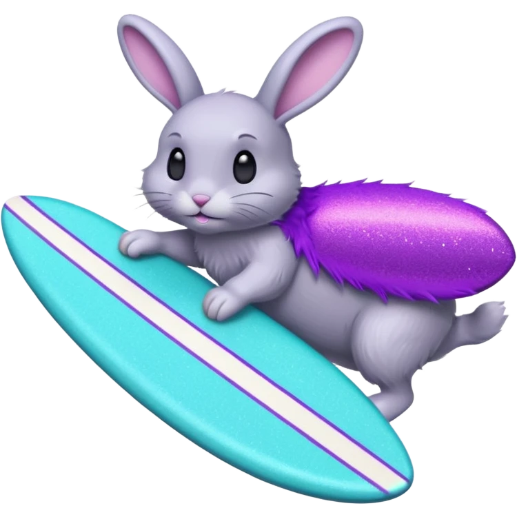 glitter gray bunny purple cian surf emoji