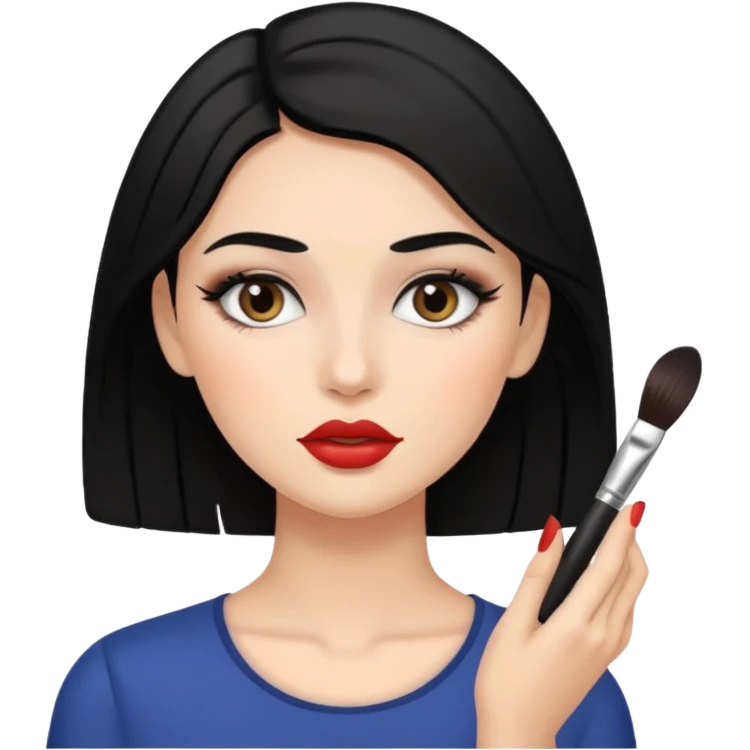 메이크업 해주고 있는 검정색 머리의 여성 emoji