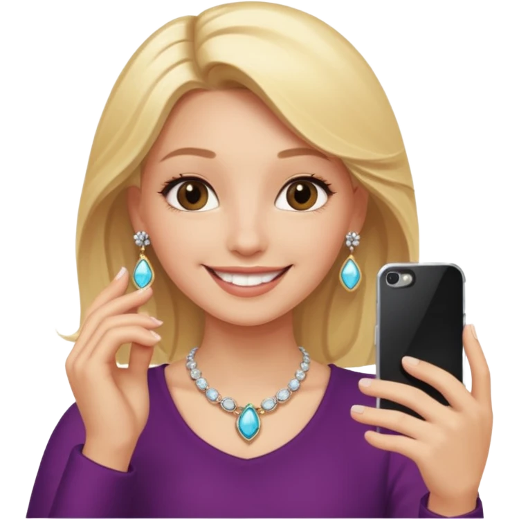 phone selfie blonde jewelry girl emoji