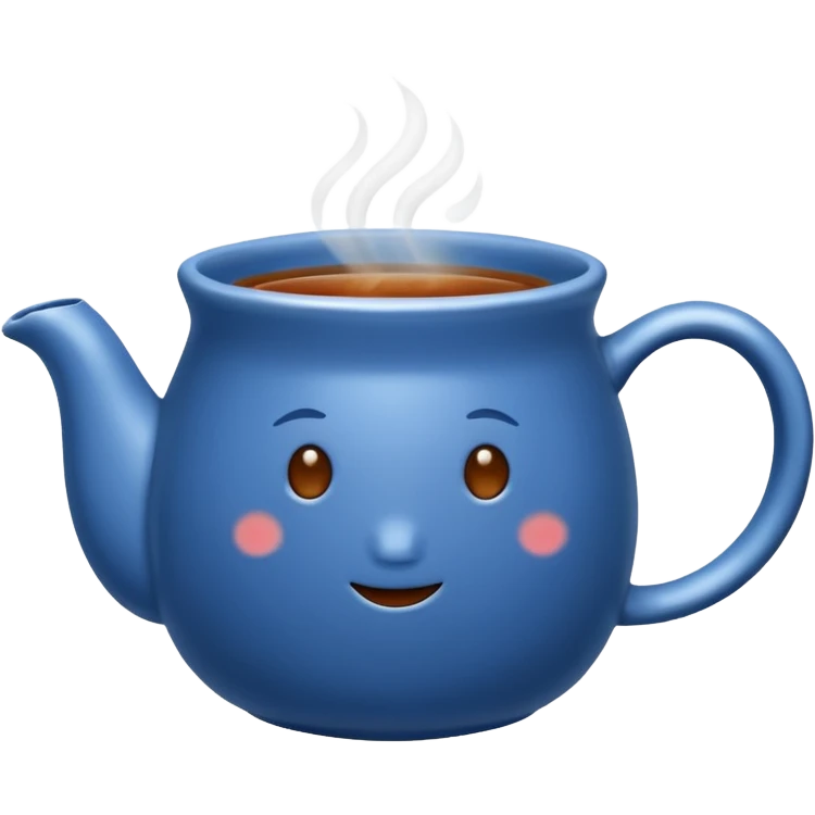 visibly steaming blue mug of tea emoji
