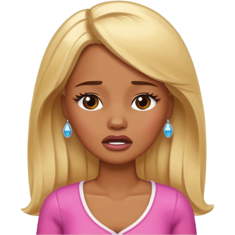 brown skin blonde barbie crying emoji
