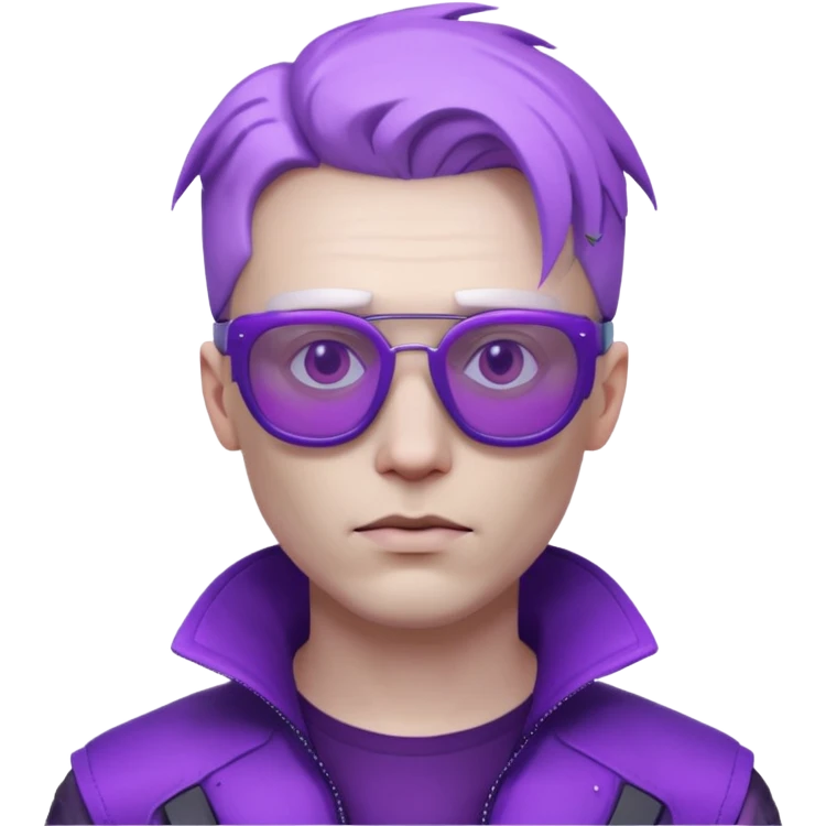 Cyberpunk man head 3d puruple glasses emoji