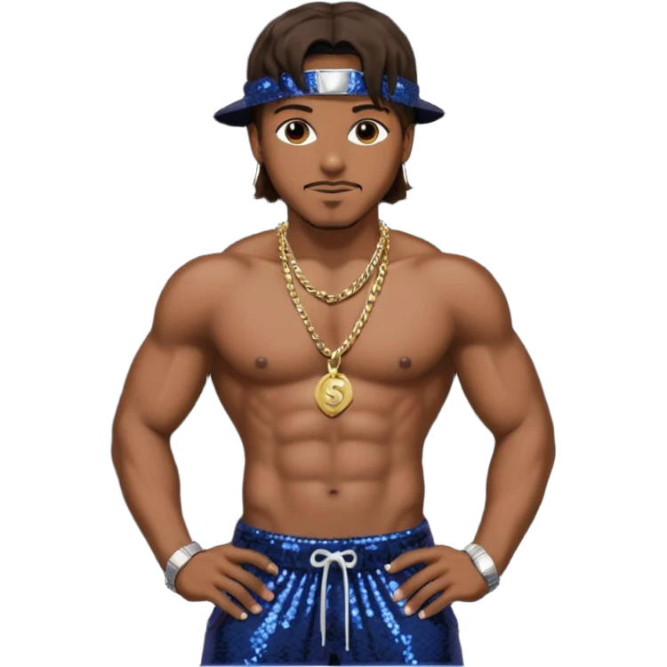 Mystikal, Rapper with dark brown hair, black sequin baggy pants ...