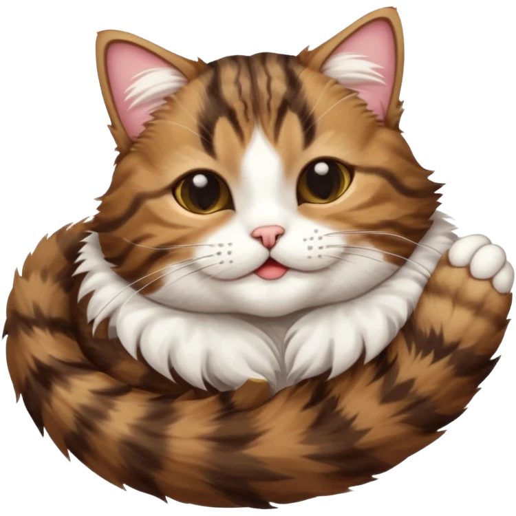 dark brown tabby and white cat in funny positions upside down with eyes closed emoji