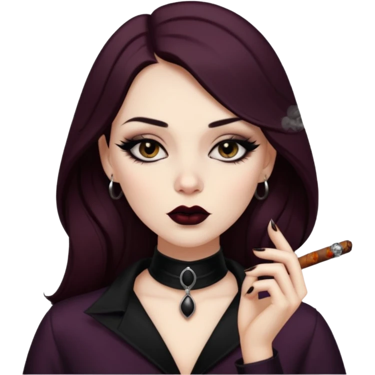 Brown gothic Girl Smoking cigar  emoji