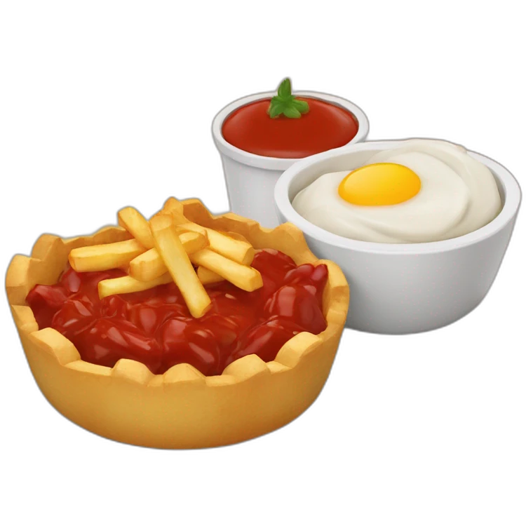 Manger des pâtes avec du ketchups avec poutine emoji