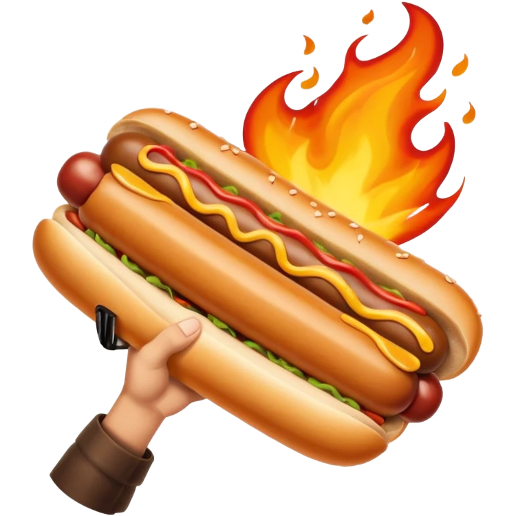 Hand Holding a Flaming Hotdog emoji