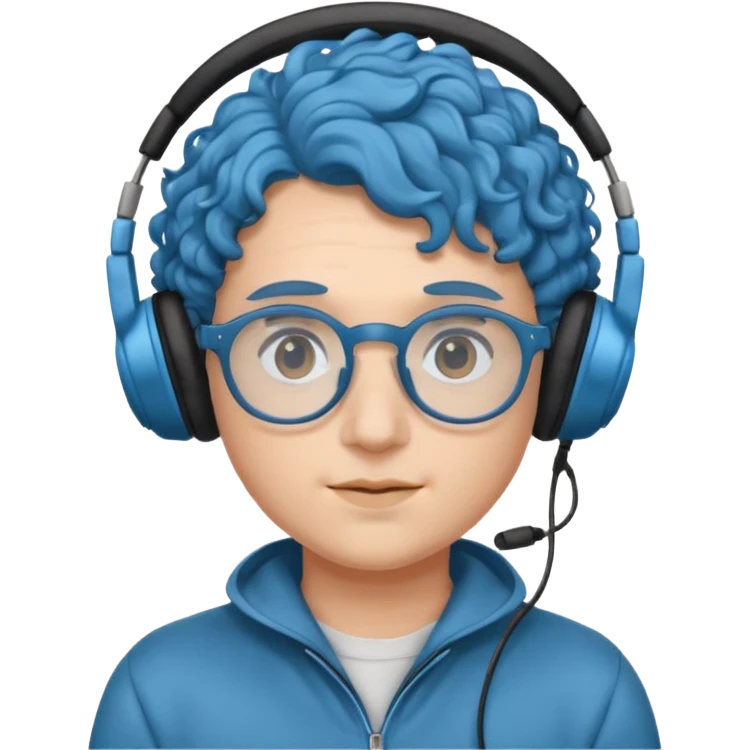 headphone and spectacles, curly blue emoji