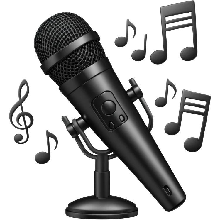 microphone with musical notes around emoji
