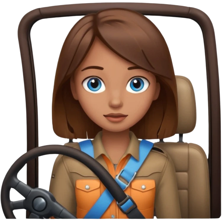 girl in a jeep, blue eyes and brown hair emoji