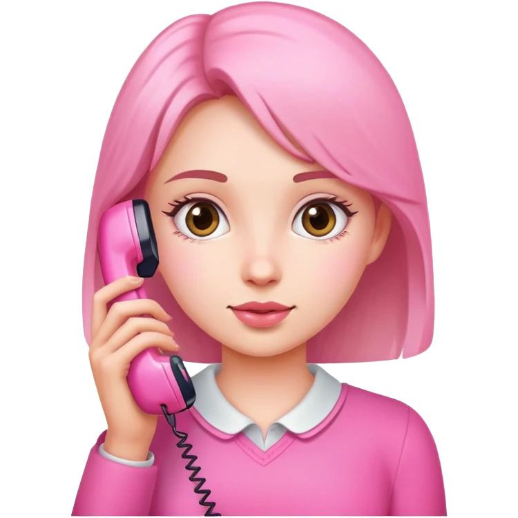 Girl with a phone pink emoji