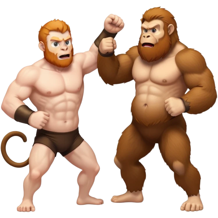 Monkey beating up a fat ginger guy emoji