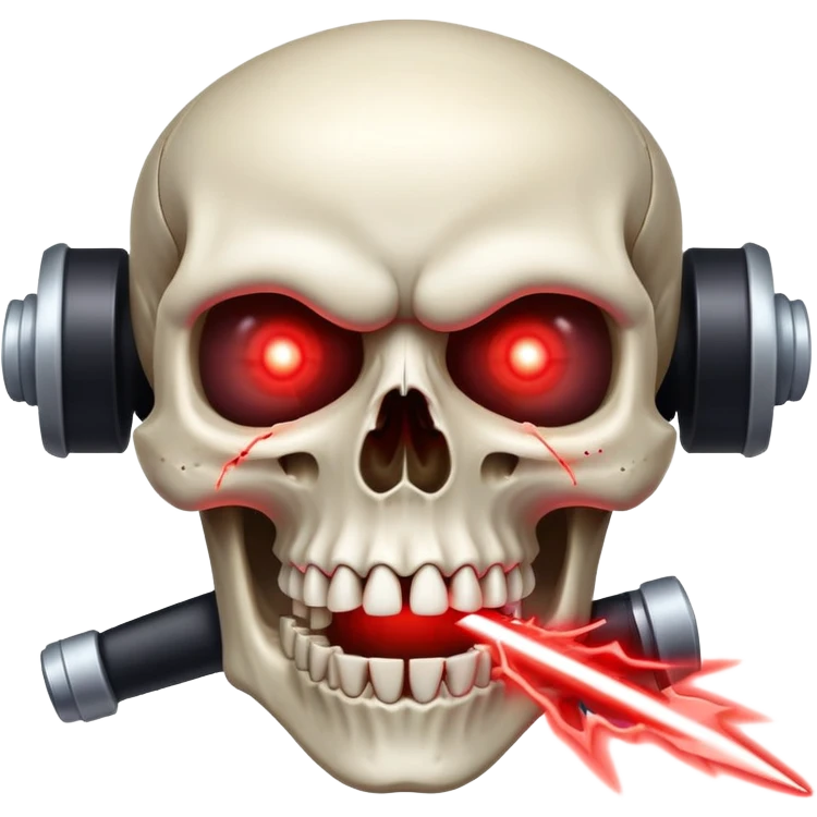 skull grinding its teeth with laser coming from one eye emoji