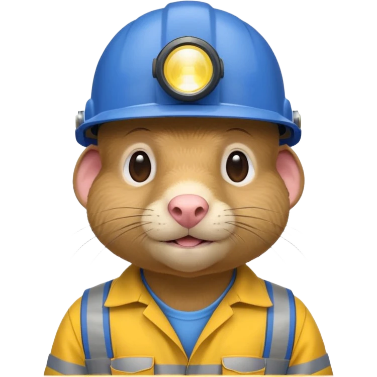 a mole rat, blue helmet, headlamp, yellow worker cloth emoji