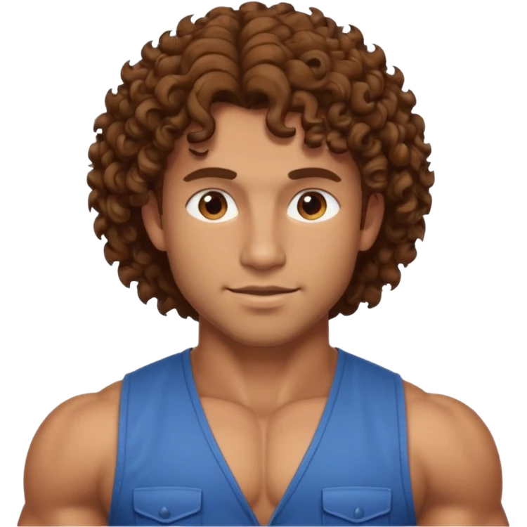 Hot male engineer with curly brown hair and muscles emoji