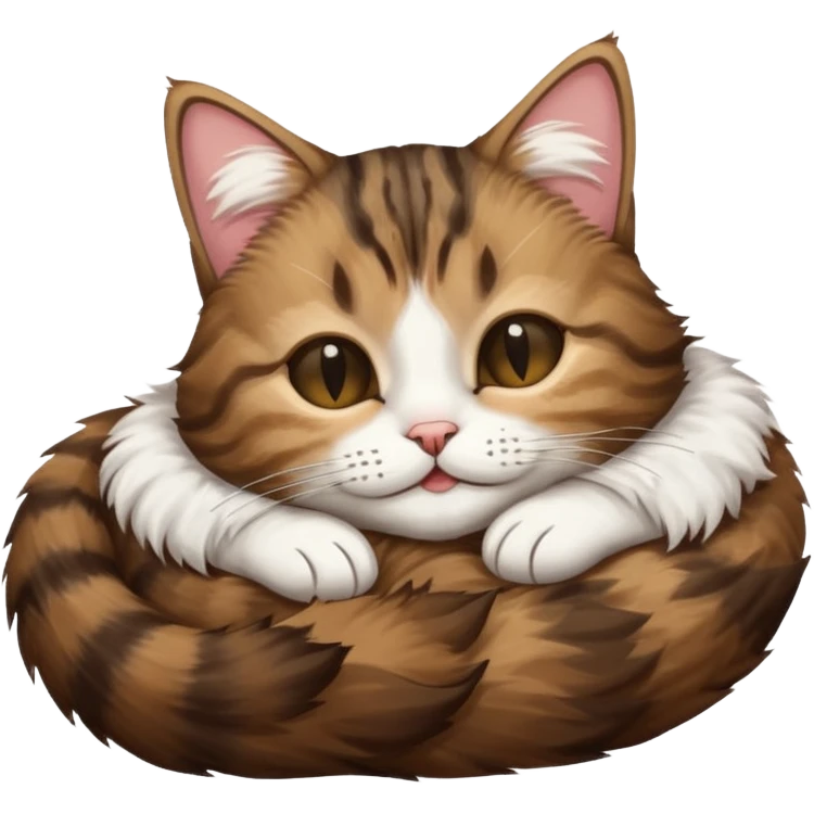 dark brown tabby and white cat in funny positions upside down with eyes closed emoji