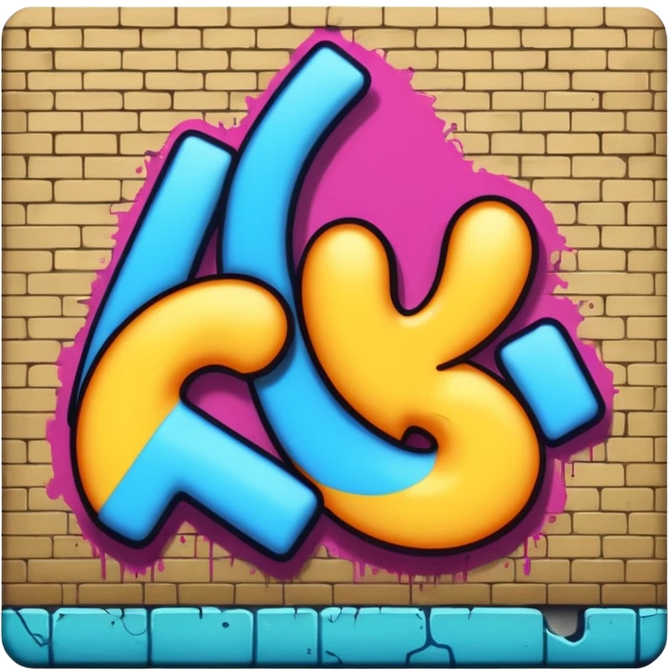 Graffiti painting top wall emoji
