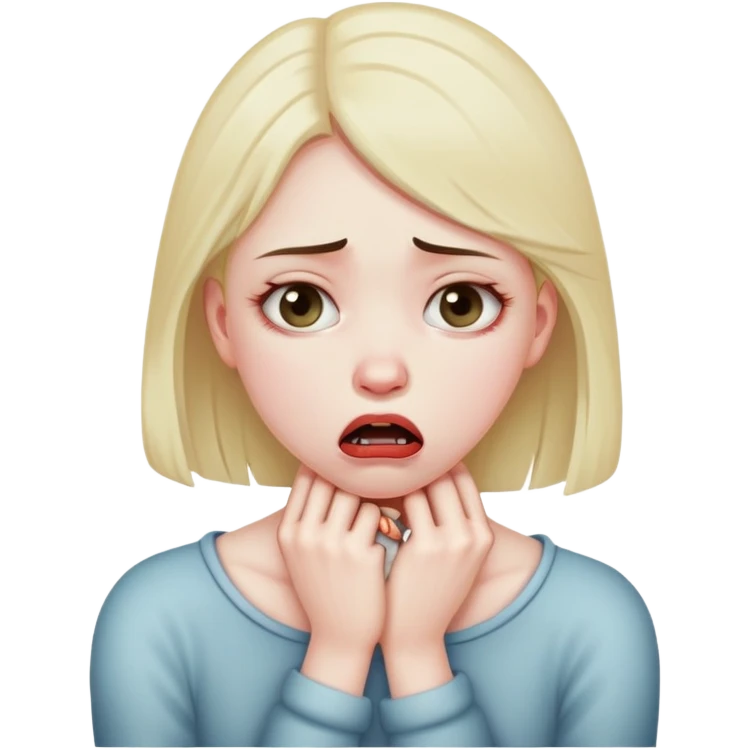 Girl choking herself emote emoji