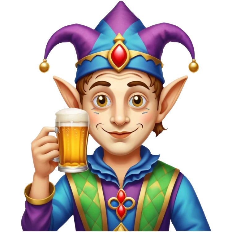 Jester guy drinking beer with third eye emoji