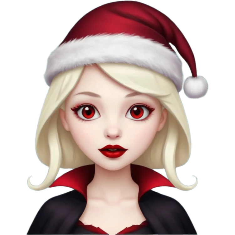 vampire girl with Christmas hat emoji
