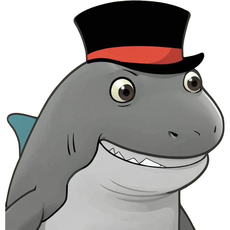 Shark with a top hat emoji