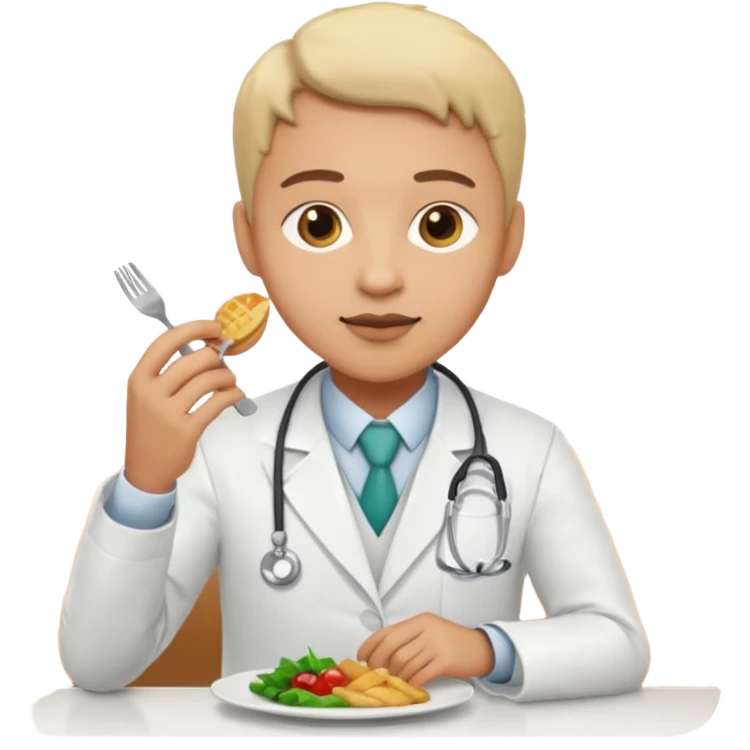 ligth doctor eating in restaurant full body emoji