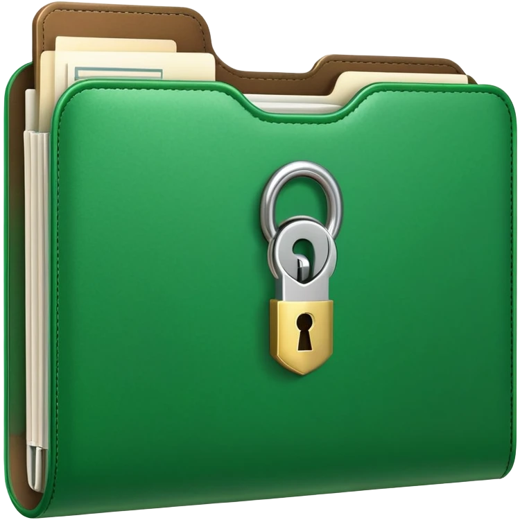 Green folder with lock, secured document, protected file emoji