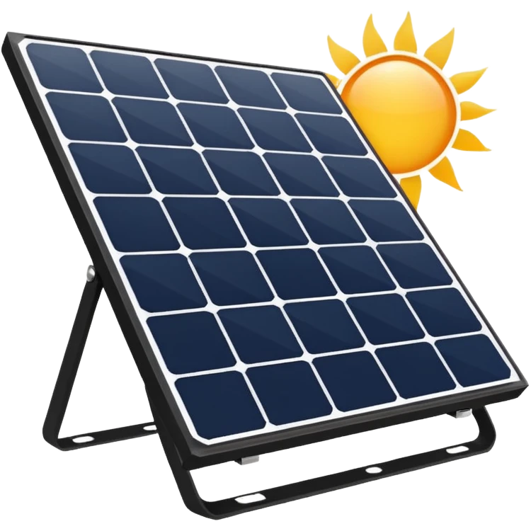 sleek solar panel with white lines, reflecting the sun emoji