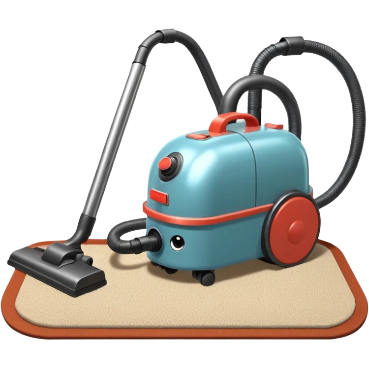 vintage vacuum cleaner cleaning dust from a carpet, old-fashioned design, metal body, visible dust being sucked in, classic household appliance, retro style, 3D cartoon, mobile game icon style, centered, clean background, no people, no animals, no text, no watermark
 emoji