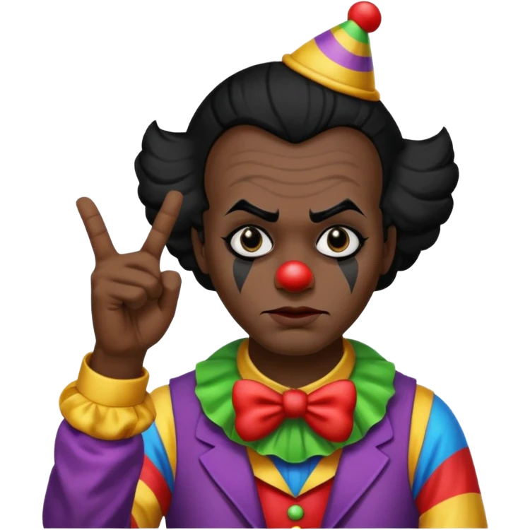 pessoa morena de cabelo preto com maquiagem de palhaço fazendo 👎 emoji