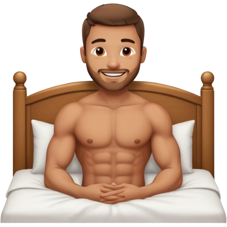 naked handsome man in bed invites you to join emoji