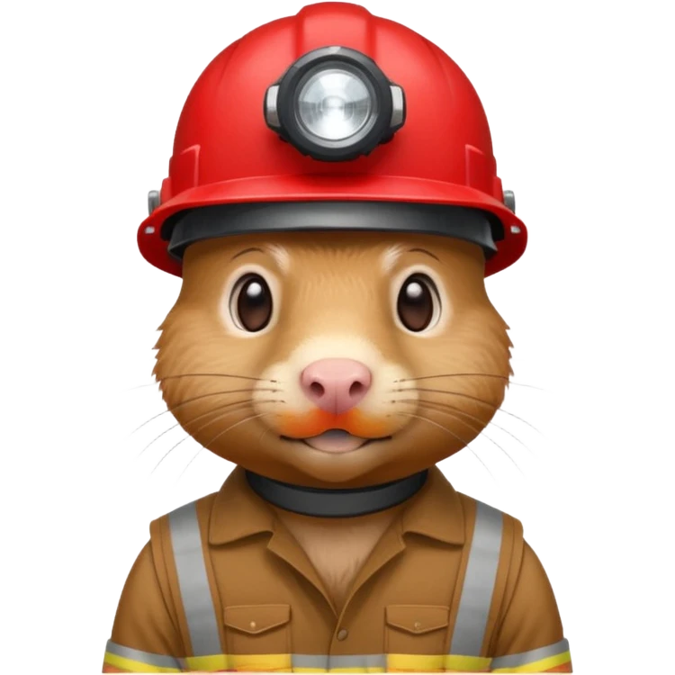 a mole rat, red helmet, headlamp, worker cloth emoji