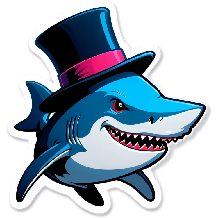 Shark with a top hat emoji