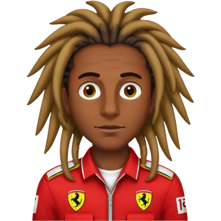 Lewis Hamilton with dreads in ferrari uniform f1 emoji