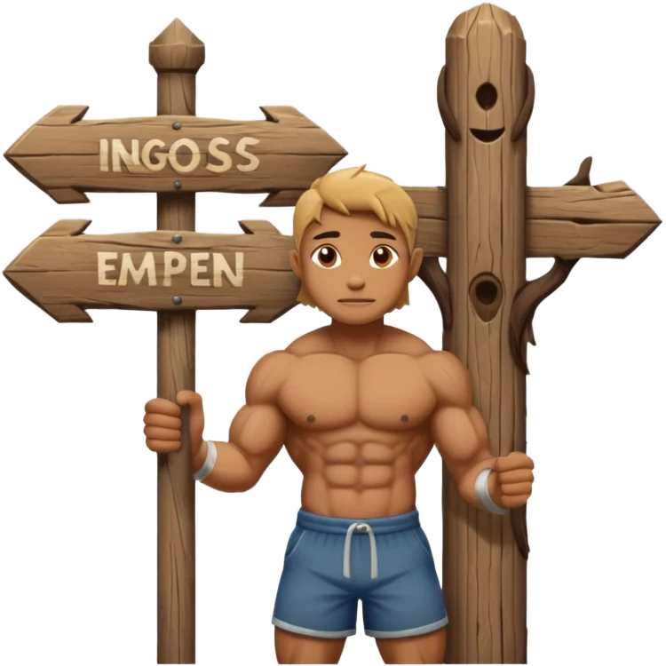 god in front of a signpost emoji