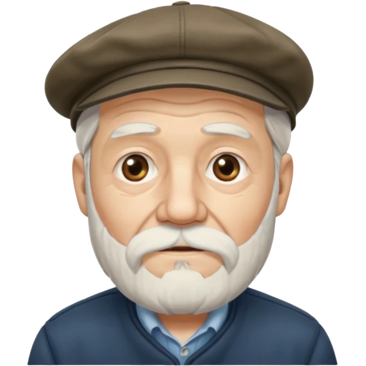Old man white beard wearing a flat cap emoji