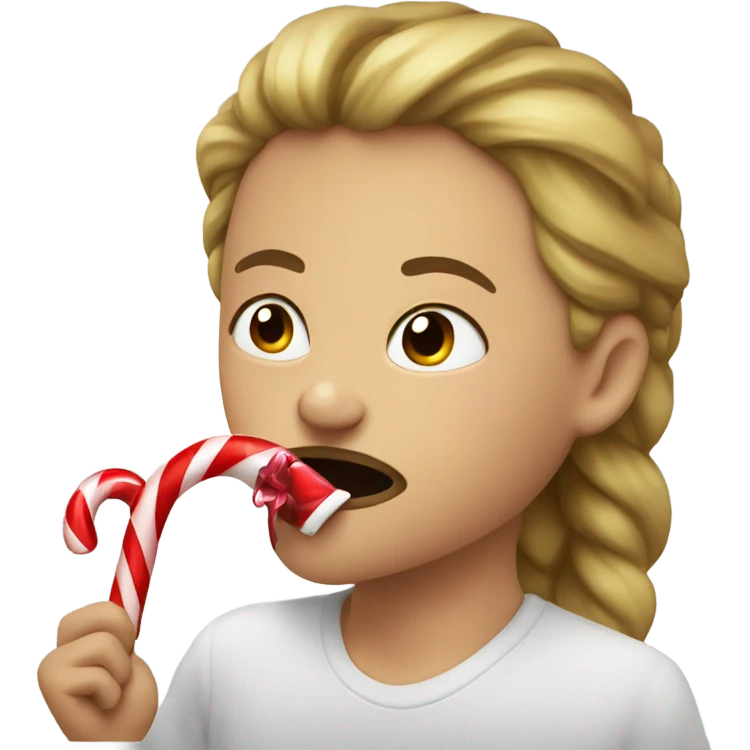 Sucking on candy cane emoji