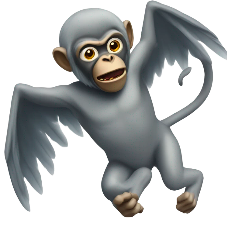 Flying monkey while hacking on computer emoji