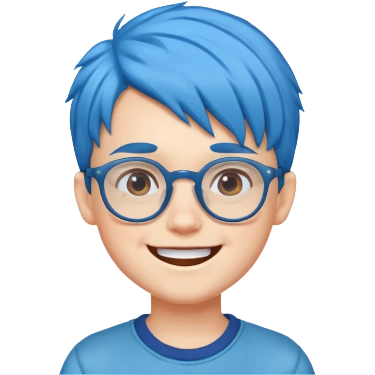 blue haired kid with glasses emoji