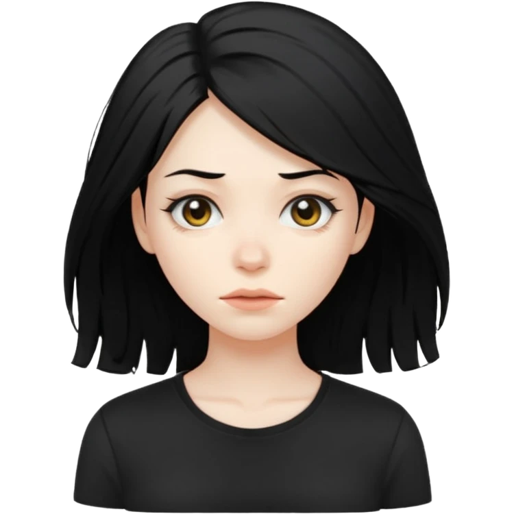 disheveled hair woman with black hair emoji