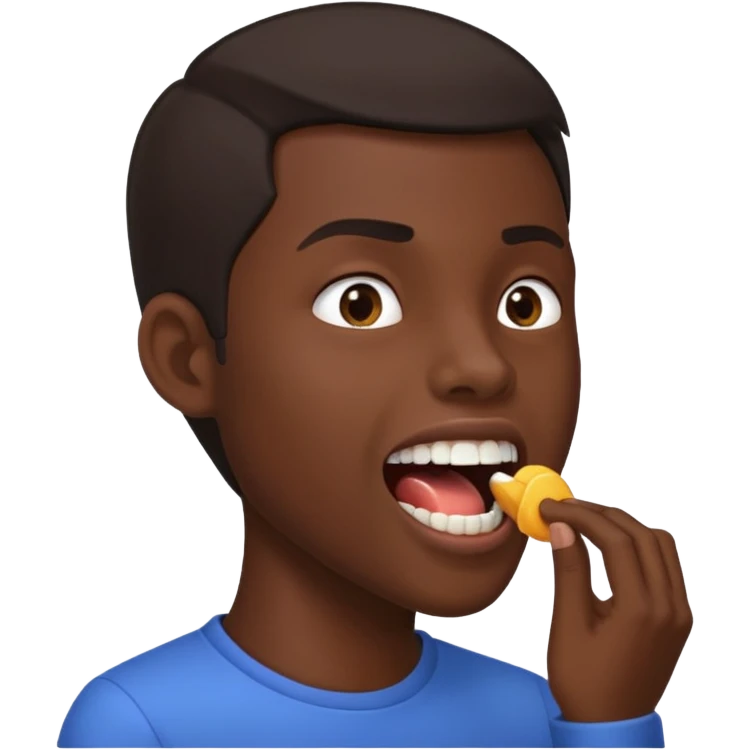Tête de profil, et qui fait chute en montrant sa bouche emoji