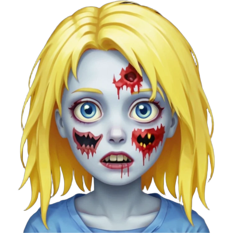 zombie girl yellow hair and blue eyes pixeled ñow cality emoji