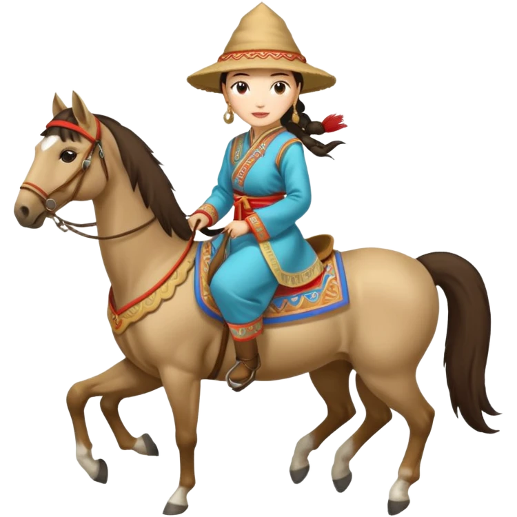 mongolian woman on horse full body emoji