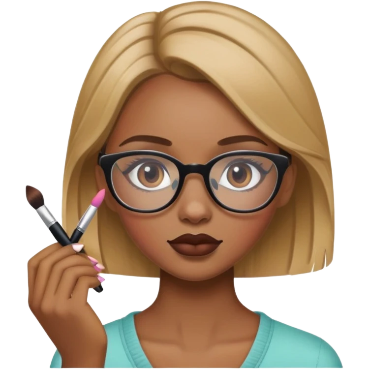  Dark blonde Girl with glasses doing her make up  emoji
