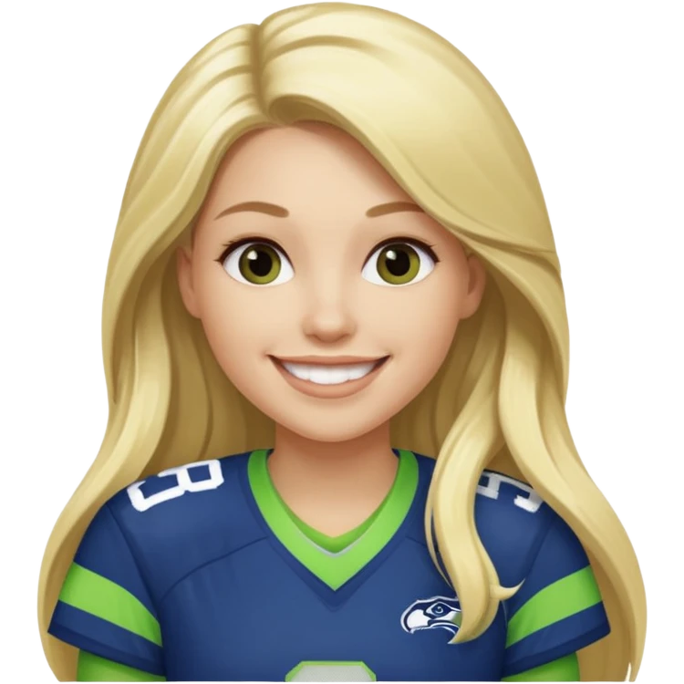 Long blonde hair seahawks fan female emoji