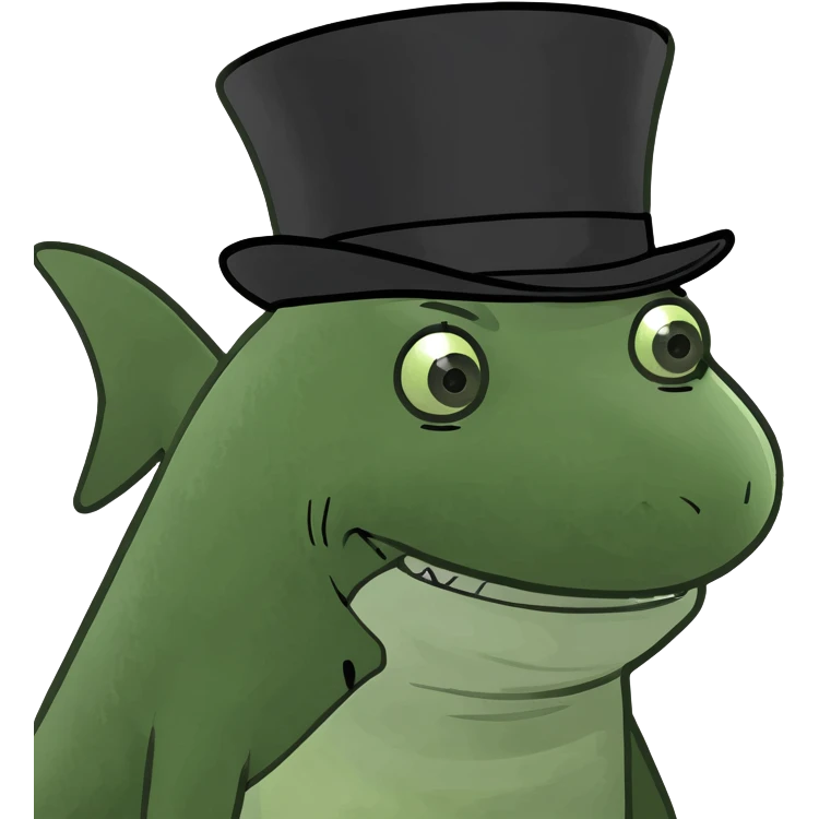 Shark with a top hat emoji