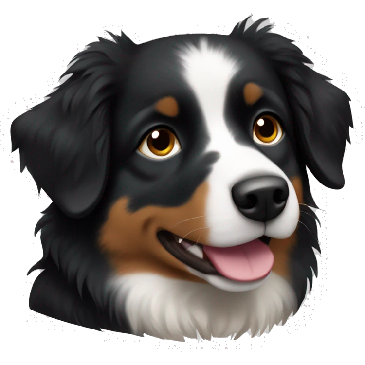 Small black australian shepherd dog with black nose emoji