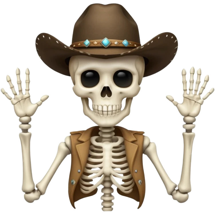 skeleton dancing with a cowboy hat emoji