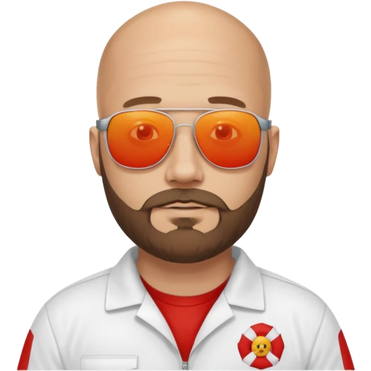 White bald man with beard lifeguard emoji